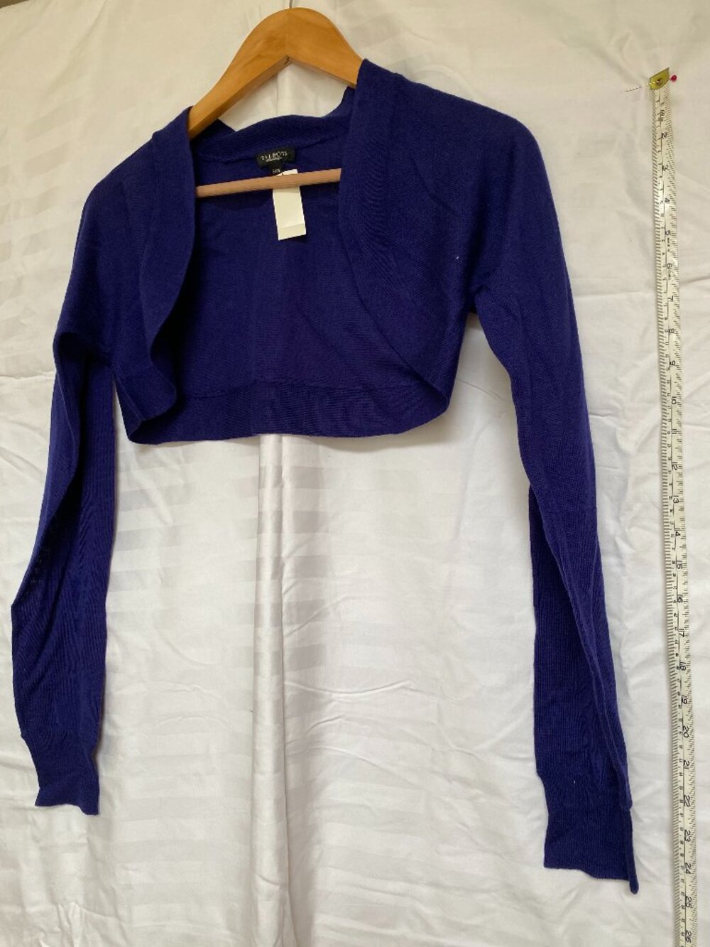 Talbots Sweater Shrug Size S – Vibrant Purple Cropped Mock Neck Open Front